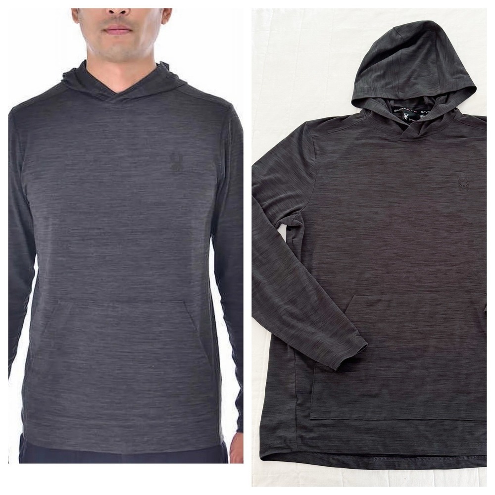 Spyder Active ProWeb Hoodie Men's Black Lightweight Stretch Size‎ LARGE